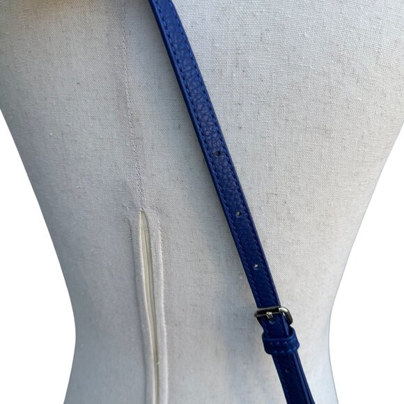 Isaac Mizrahi Crossbody Genuine Leather Bag Blue Tassel Adjustable Strap New - Picture 4 of 13